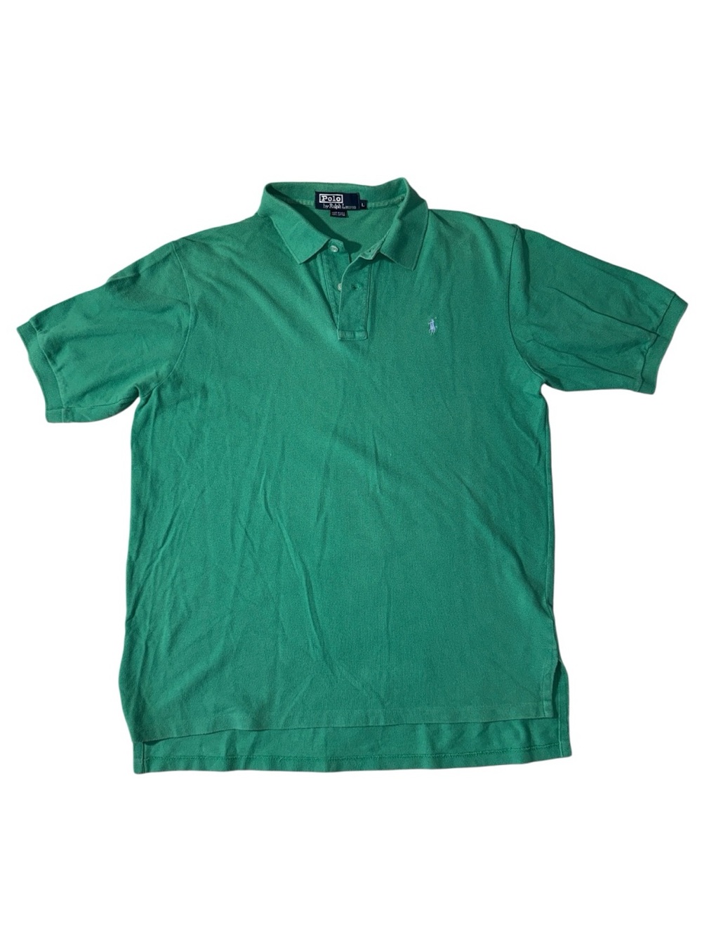 VINTAGE Polo Ralph Lauren mens L Large green 80s pique polo shirt EUC